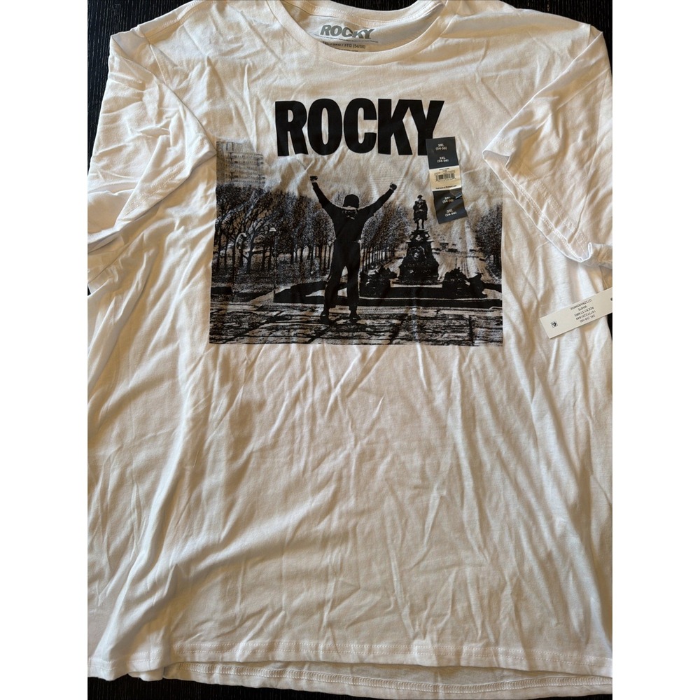 Rocky Balboa Steps Graphic Tee Mens 3XL White Movie Shirt (F)